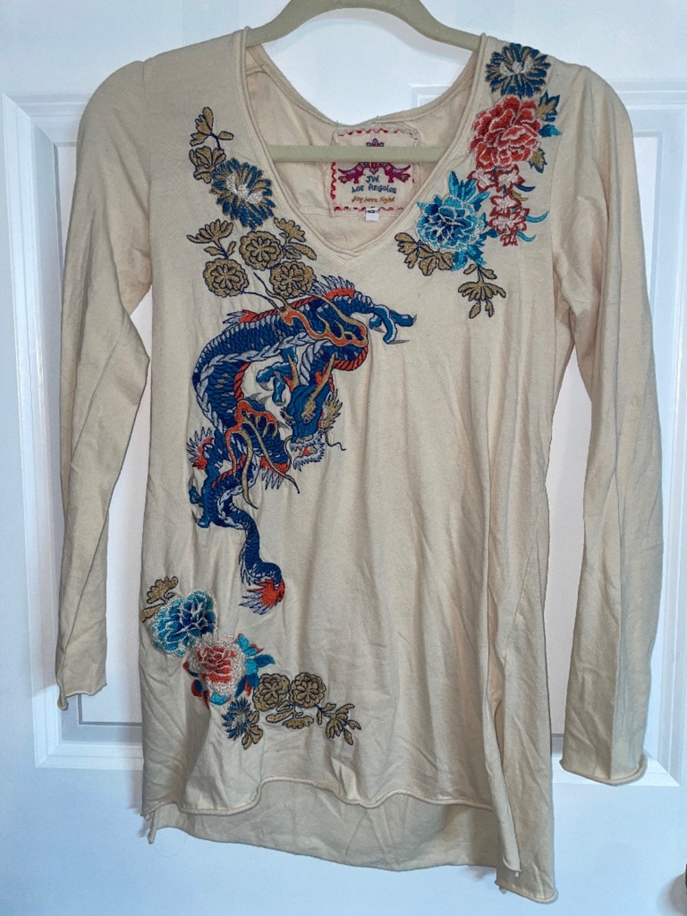 JW Los Angeles Joy Love Light Embroidered Long Sleeve Women’s Top Size Xs